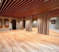 Yoga studio with wooden ceiling