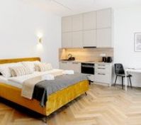 Studio with bed and kitchenette