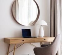 Bedroom desk with mirror detail