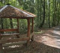One of the shelters in a nearby nature reserve Divoká Šárka.
