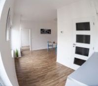 Bright open living space hallway