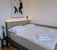 Double bed with LED headboard