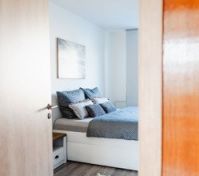 Bedroom viewed through doorway