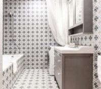 Bathroom tub vanity patterned tiles