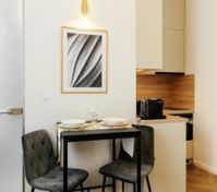 Dining area with kitchen view