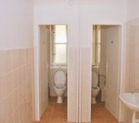 Two separate toilet stalls