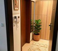 Hallway with intercom and plant