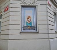 Building facade with painted mural