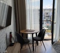Dining area balcony door open