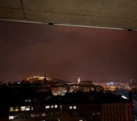 night view of the city center from the balcony