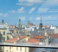 Prague rooftops and castle view