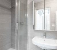 Modern bathroom with shower and sink