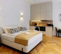 Studio with bed and kitchenette