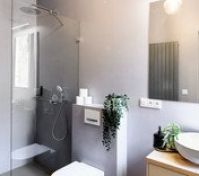 Modern bathroom with walk-in shower