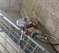 Bicycle at building staircase