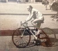 Vintage cyclist photograph decor