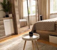 Bedroom wardrobe with mirrored doors