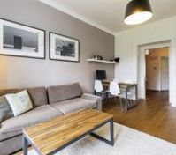 Living room sofa and dining area