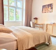 Bright bedroom with garden view
