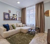 Living room sofa with artwork