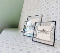 Decorative framed art on desk