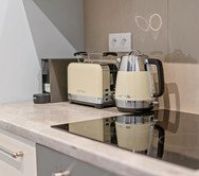 Kitchen counter with kettle toaster