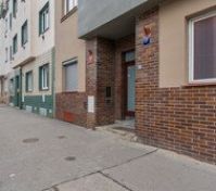 Building exterior street entrance