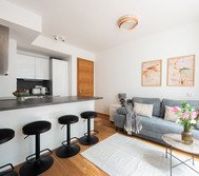 Open living room and kitchen area