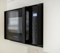 Close-up microwave control panel