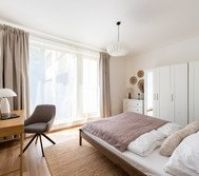 Bright bedroom with desk workspace