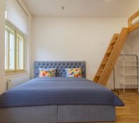 Bedroom with double bed and loft