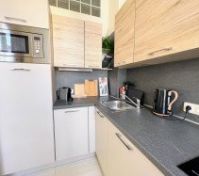 Modern kitchen with microwave sink