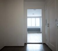 Hallway entrance with multiple doors