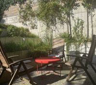 Cozy garden patio seating area