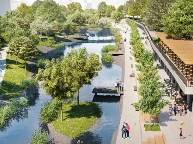 V létě 2025 bude 200m od bytu dokončeno nové nábřeží Svratky na nějž je napojena cyklostezka vedoucí podél řeky až k OC Olympia