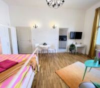 Studio overview with dining kitchen