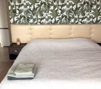 Bedroom tropical wallpaper double bed