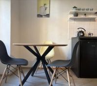 Round dining table and chairs