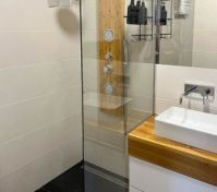 Modern bathroom with glass shower