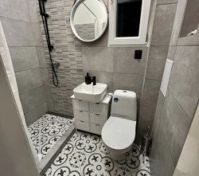 Compact bathroom shower toilet round mirror
