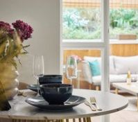 Dining table set with garden view