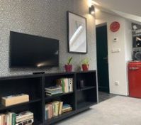 TV unit and kitchenette area