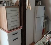 Kitchen cabinets and fridge