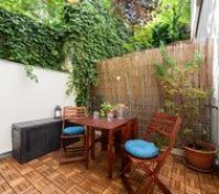 Private terrace with dining furniture