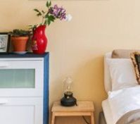 Bedside dresser and decor details