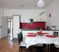 Fully equipped kitchen with complete brand new appliances.