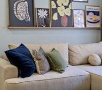 Sofa closeup with decorative pillows