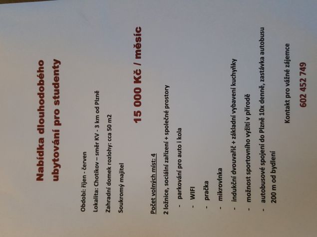 Pronájem domu Chotíkov