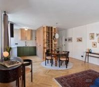Kitchen dining area with shelving unit