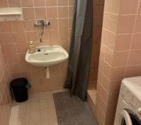 Bathroom with washing machine sink